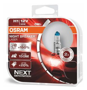 Лампа H1 12V 55W P14.5s NIGHT BREAKER LASER +150% больше света 1 шт. OSRAM 64150NL01B | цена за 1 шт