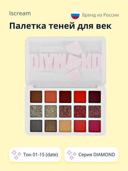 Палетка теней для век ISCREAM DIAMOND (date) тон 01-15