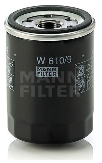 Фильтр масляный Mann-filter W 610/9 (A=66 B=54 C=62 G=3/4-16 UNF H=90)
