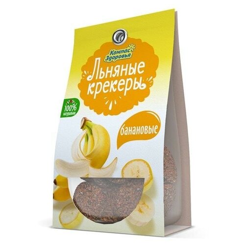 фото Льняные крекеры со вкусом банана, компас здоровья, 50 гр