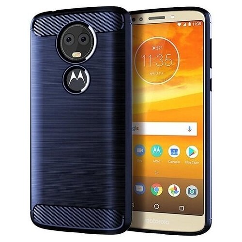 фото Чехол для motorola moto e5 plus (e5 supra) цвет blue (синий), серия carbon от caseport