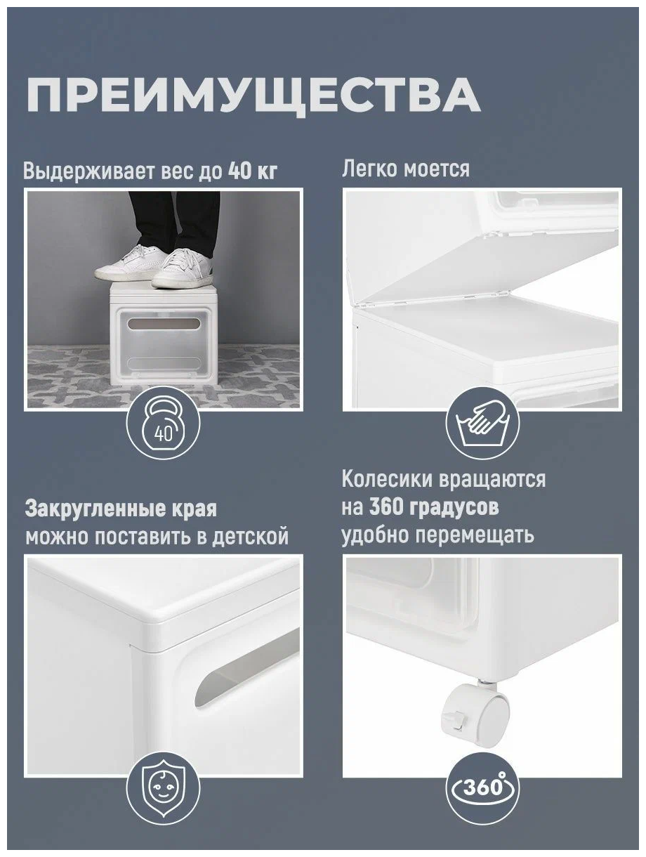 Homsu Комод из 3х ящиков для хранения вещей с колесиками Premium, 80 x 30 x 25 см HOM-1341 . - фотография № 13