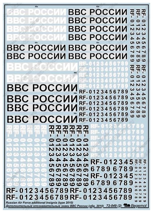 72049 Декаль Дополнительные ОЗ ВВС России