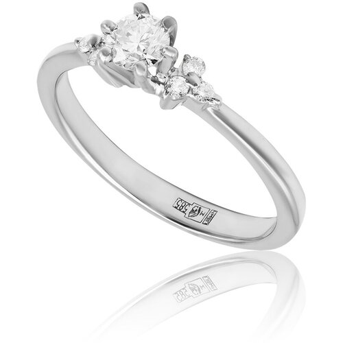 Кольцо помолвочное 1RBC, белое золото, 585 проба, бриллиант, размер 17.75