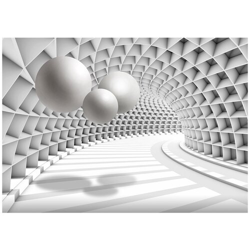 Футуристический тоннель со сферами 3D - Виниловые фотообои, (211х150 см) лилии и тоннель 3d виниловые фотообои 211х150 см