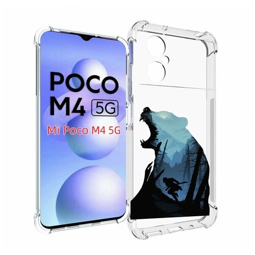 Чехол MyPads Ночной-медведь для Xiaomi Poco M4 5G задняя-панель-накладка-бампер