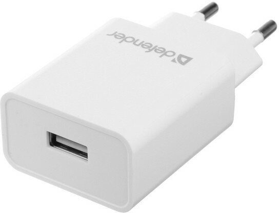 Defender Сетевое зарядное устройство Defender EPA-10, 1 USB, 2.1 А, белое