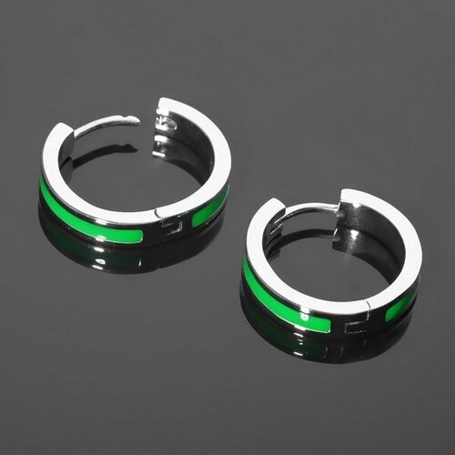 Швензы-кольца родированные Локо d=20 мм, цвет зелёный в серебре