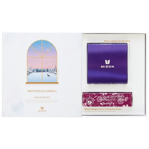 MIZON WINTER IS COMING COLLAGEN SET Набор: Коллагеновый крем для глаз, Патчи под глаза гидрогелевые с коллагеном, 392гр