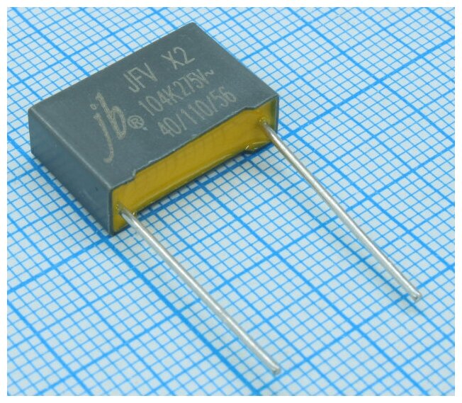 X2 конденсатор 0.1 мкФ 275 В (AC) (JFV0A1104K150000B), шаг контактов 15 мм, 15 шт.