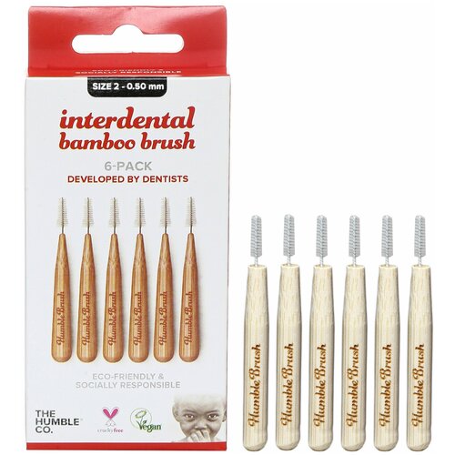 Бамбуковые межзубные ершики BAMBOO INTERDENTAL BRUSH, размер 2 - 0.50ММ, цвет красный