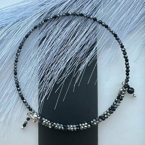 фото Жесткий браслет, шпинель, 1 шт., серый, черный нет бренда