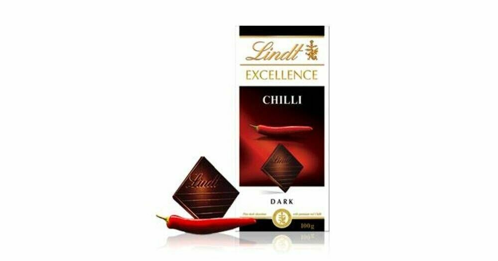 Шоколад тeмный нежный с перцем Чили Lindt Excellence CHILI 2 шт х 100 гр (Швейцария) - фотография № 3