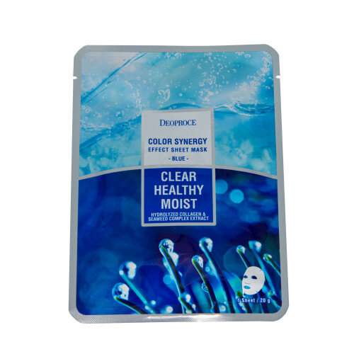 Маска тканевая с морским коллагеном Deoproce Color Synergy Effect Sheet Mask Blue 20 г - фото №6