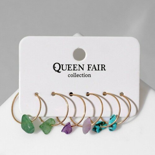 Комплект серег Queen Fair, мультиколор серьги пусеты xuping jewelry бижутерный сплав искусственный камень золотой