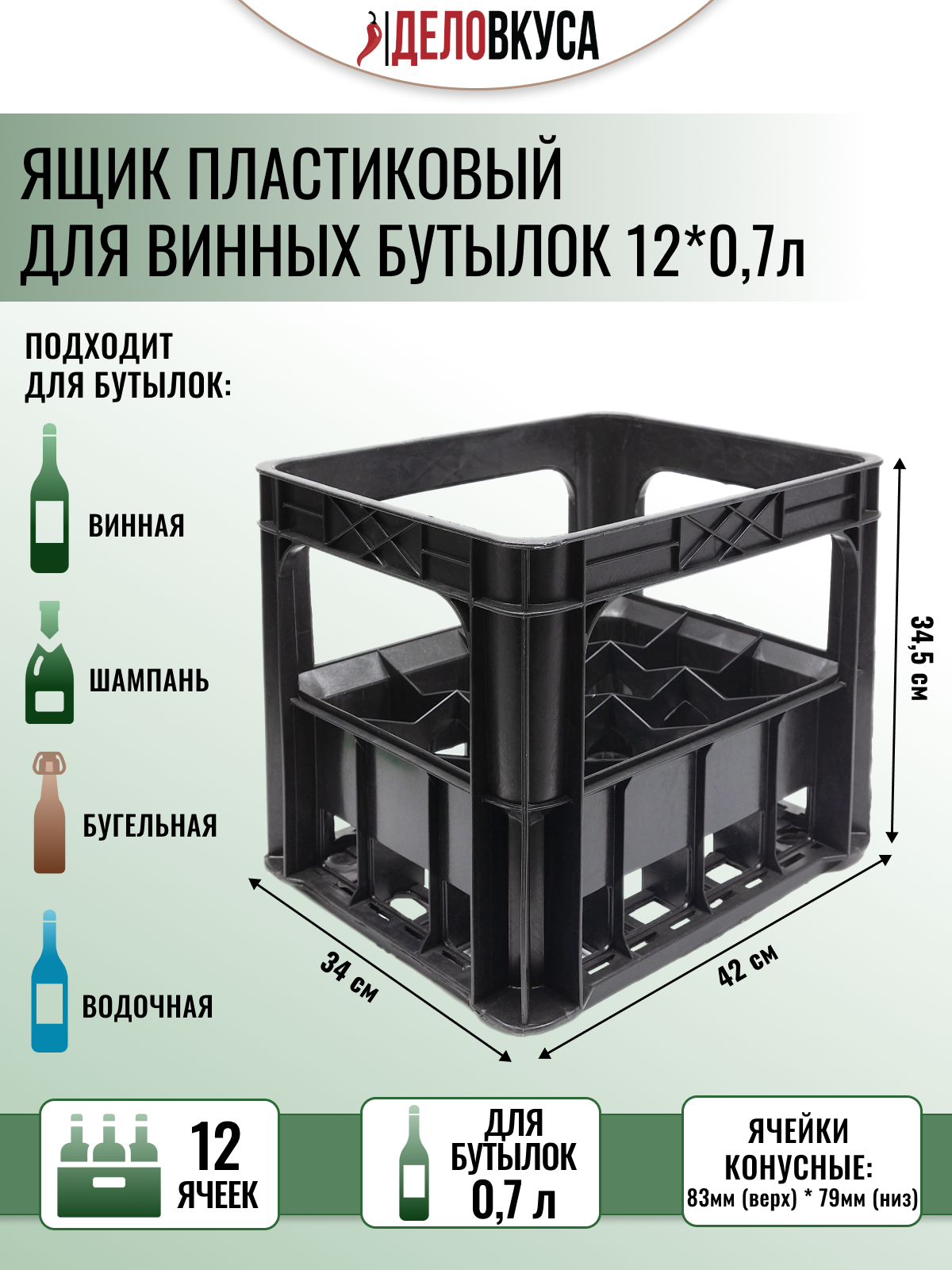 Ящик пластиковый для винных бутылок 12x0.7 л
