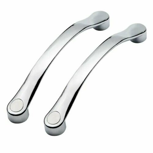 Ручка для двери двухсторонняя длина 160 мм, установка через два отверстия с м/ц расстоянием 140 мм, хромированная глянцевая прочный ABS пластик, комплект с крепежом на 1 дверь