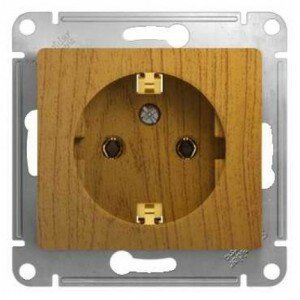 Розетка SCHNEIDER (Дуб, одноместный, внутренняя с/з, (GSL000543))