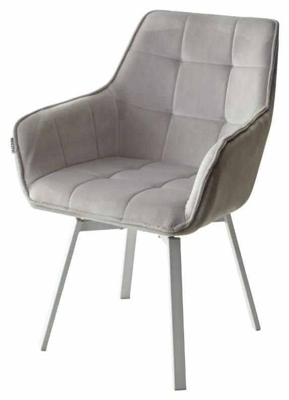 Стул M-City Maverick (1 шт. в упаковке) механизм 360° BLUVEL-03 LIGHT GREY, велюр/ белый каркас