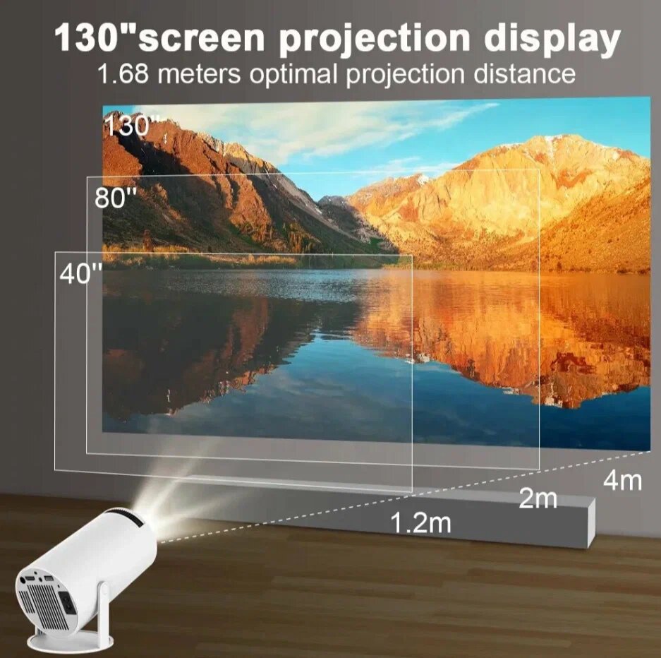Мультимедийный лазерный мини проектор HY300 для фильмов на системе Андройд / Android Wi-Fi 5G (Для кино портативный) потоковый интерактивный