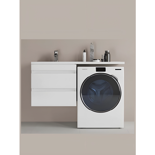 Тумба в ванную Эддис 60 подвесная, под раковину Марсал 120, белая