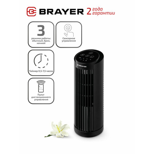 Вентилятор настольный BRAYER BR4978 с вращением корпуса пультом ДУ, таймер вентилятор brayer br4971