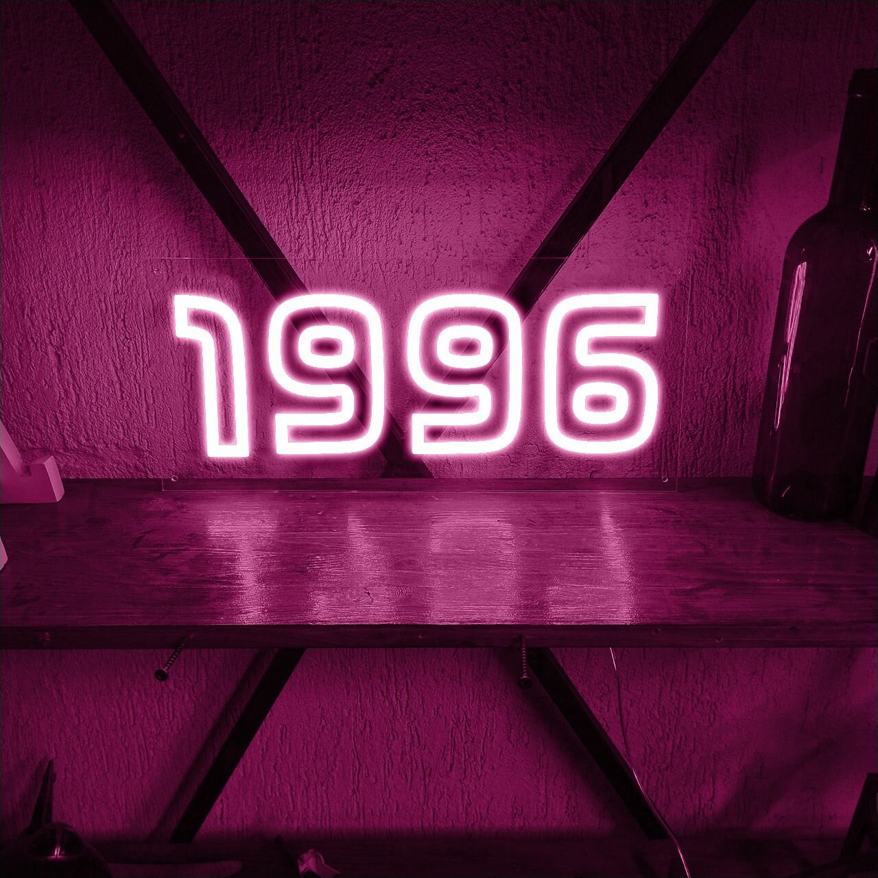 Неоновая табличка Elmarto 1996, 35x15 см, розовая