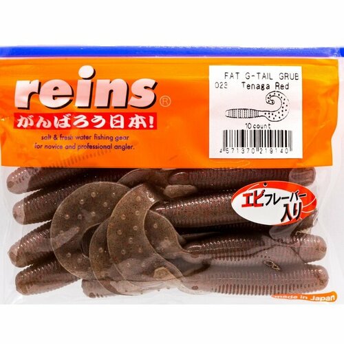 REINS Силиконовая приманка FAT G TAIL GRUB 3 Цв. 023-Tenaga Red, 12 шт. пач. приманка силиконовая reins fat g tail grub 2 упак 20 шт 020 yoshinobori blue sp