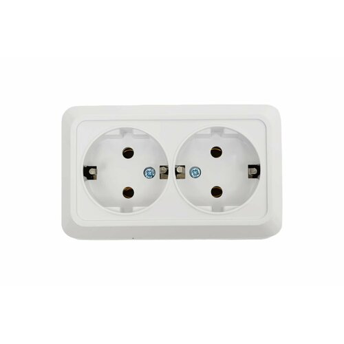 ARTSUN розетка двойная С заземлением (накладная) (PC- поликарбонат) BASIC SO 16-2E-W