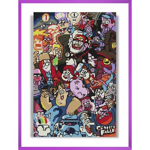 Алмазная мозаика на подрамнике - вышивка Гравити Фолз - Герои 40 х 60 см