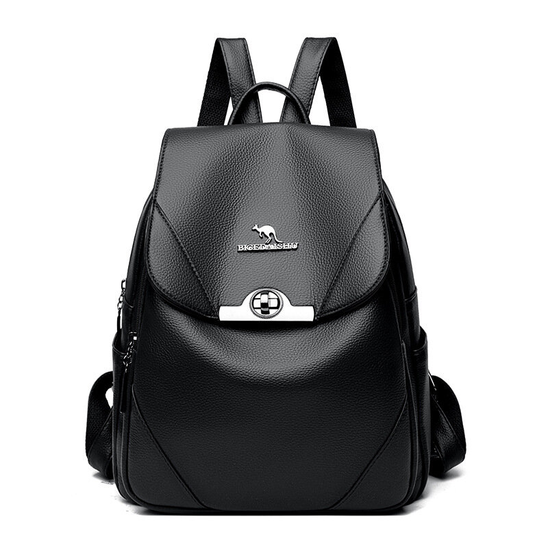 Рюкзак-кенгуру Rice Mining, натуральная кожа, женский, черный