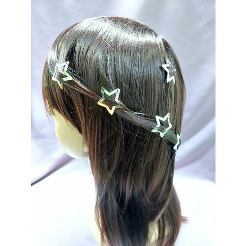 Заколки-клик-клак звездочки для волос в комплекте 10 шт / женский аксессуар