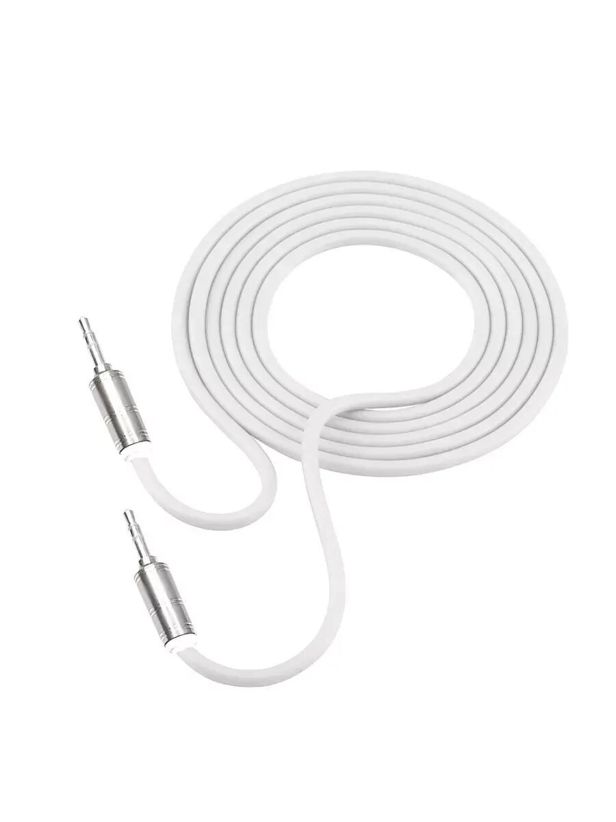 AUX кабель в машину mini jack 35 mm цвет белый длина 1.5 метра