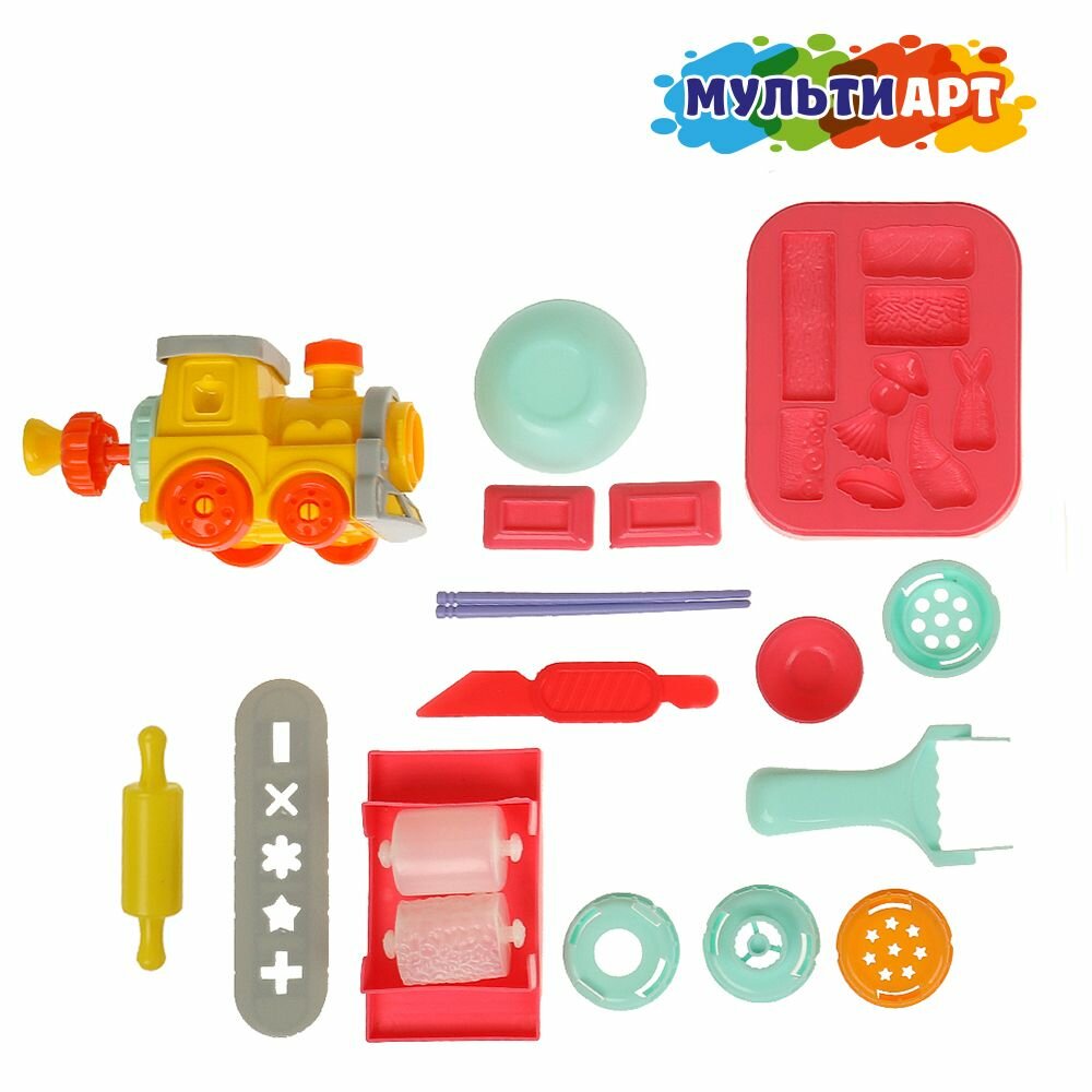 Набор для детей с тестом для лепки и формочками Паровозик мульти АРТ — фото 1
