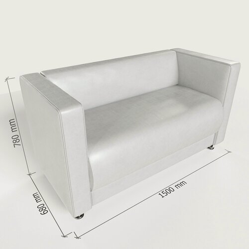 Изображение товара Диван прямой офисный из эко кожи с подлокотниками Пауза белый 150