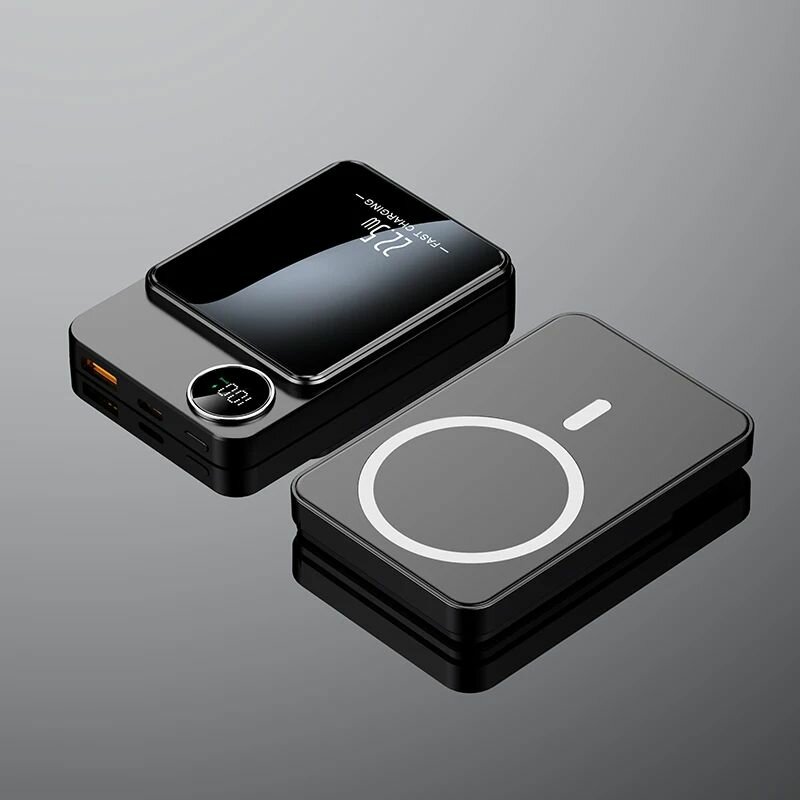 Powerbank MagSafe iPhone / Android 10000 mAh с магнитным держателем / Быстрая зарядка 22.5W / Проводная и беспроводная зарядка