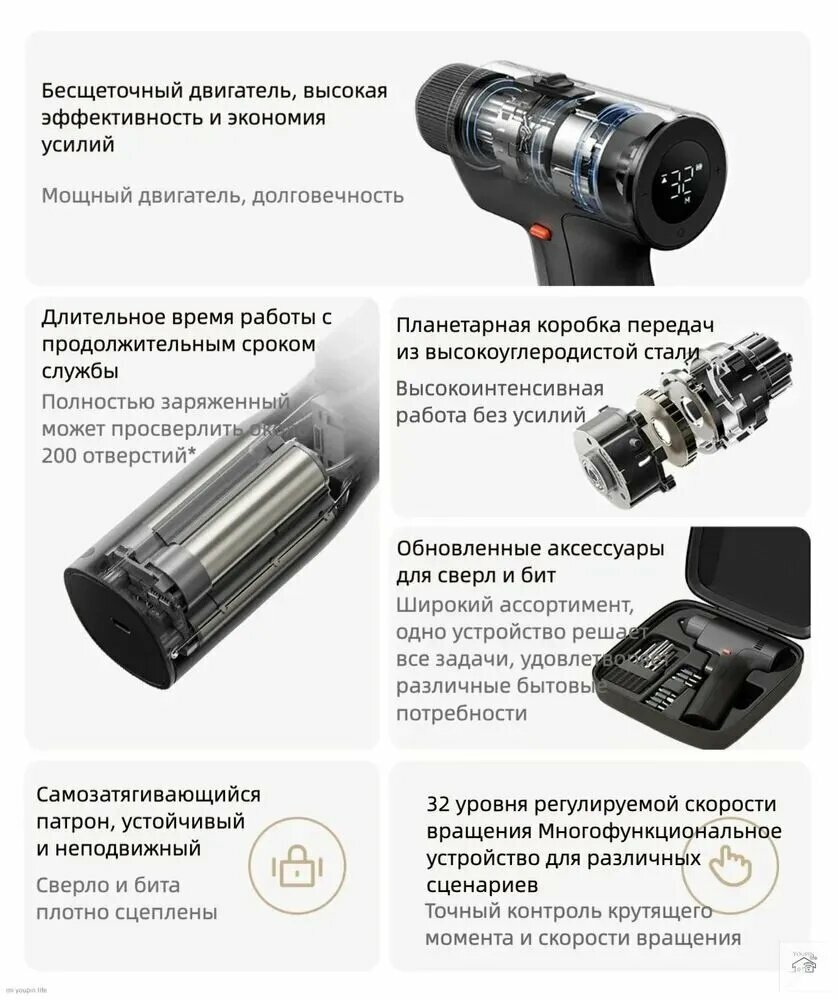 Изображение Электрическая Беспроводная бесщеточная дрель Mijia Cordless brushless drill 2 MJWSDZ002QW, черный