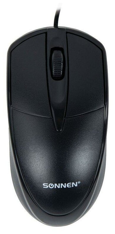 Мышь проводная Sonnen B61, USB, 1000 dpi, 2 кнопки, колесо-кнопка, оптическая, черная (513513)