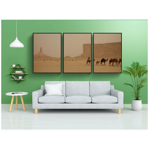 фото Набор модулных постеров для интерьера "верблюжий поезд, саудовская аравия, рамадан" 60x90 см. в тубусе, без рамки lotsprints