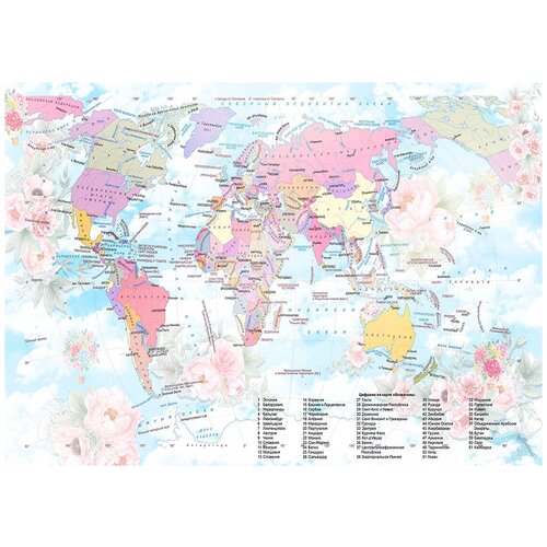 Карта мира на цветочном фоне 1 - Виниловые фотообои, (211х150 см) карта мира на цветочном фоне 2 виниловые фотообои 211х150 см