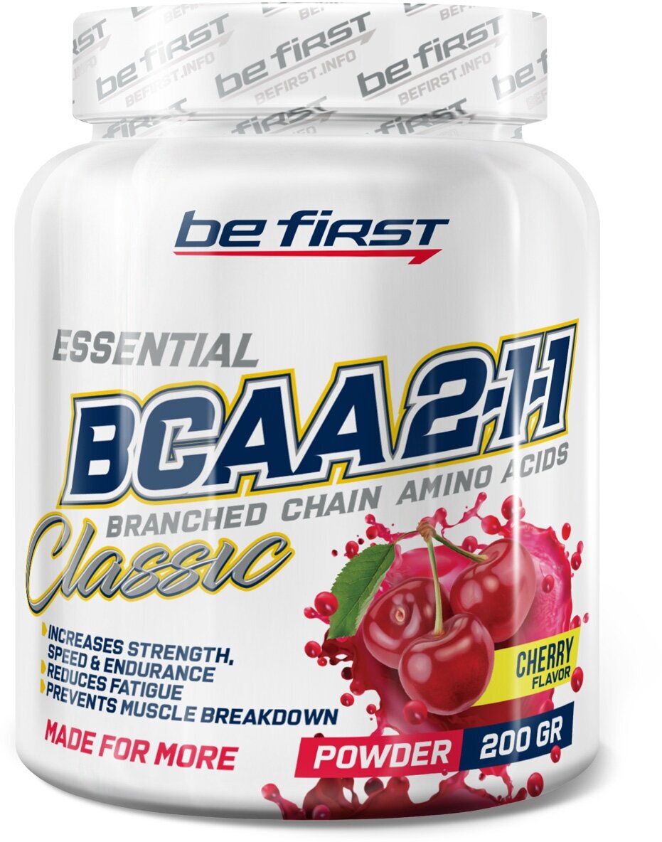 BCAA Be First 2:1:1 Classic Powder, вишня, 200 гр.