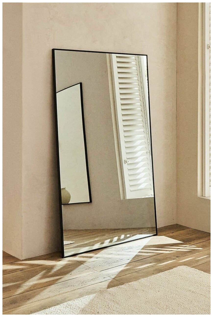 Зеркало настенное, прямоугольное в металлической раме , "Цвет рамы - Черный" 170 см х 40 см, 1 шт - фотография № 3
