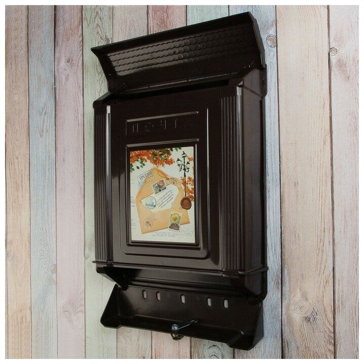 Ящик почтовый, пластиковый, «Декор», с замком, коричневый - фотография № 8