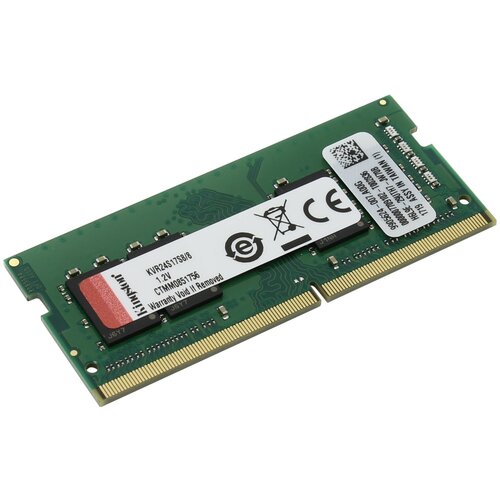 Оперативная память Kingston ValueRAM 8 ГБ DDR4 2400 МГц SODIMM CL17 KVR24S17S8/8 оперативная память kingston valueram 32 гб ddr4 2400 мгц dimm cl17 ksm24rd4 32mei