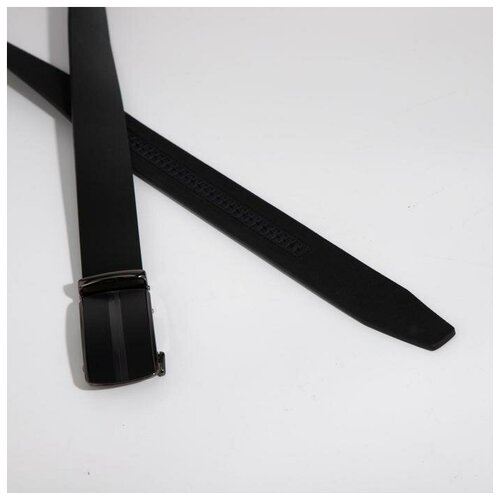 фото Ремень мужской, ширина 3,5 см, автомат, пряжка металл, цвет чёрный барсоня