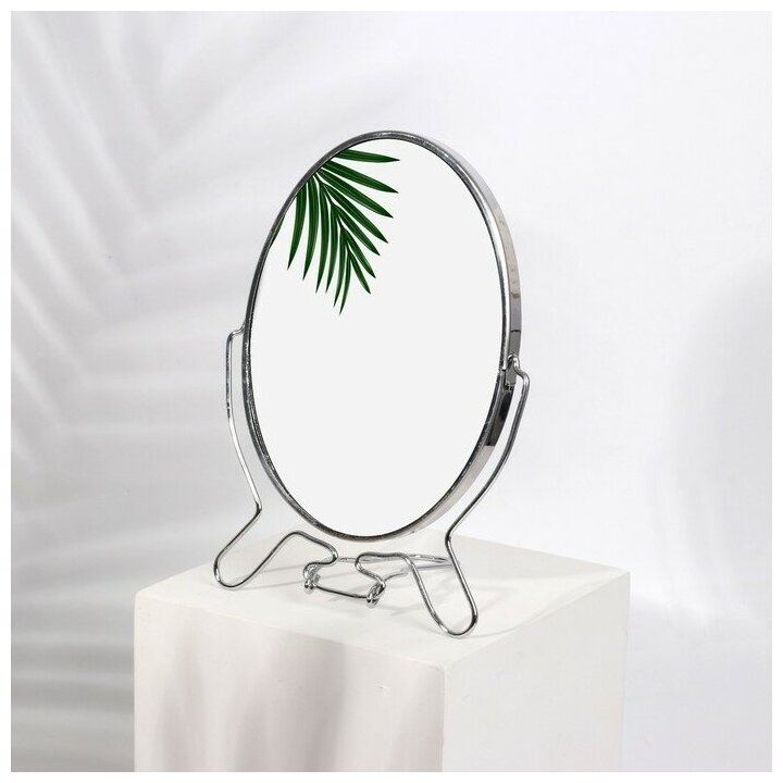 Зеркало настольное - подвесное двустороннее с увеличением зеркальная поверхность 115 × 155 см цвет серебряный