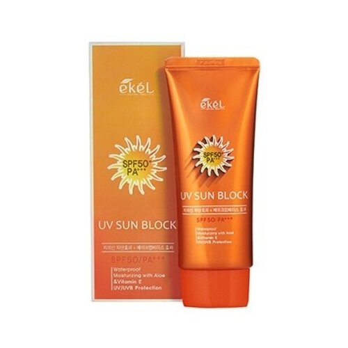 EKEL Солнцезащитный крем с экстрактом алоэ UV Sun Block SPF 50/PA+++ , 70мл ekel солнцезащитный крем с экстрактом алоэ uv sun block spf 50 pa 70мл