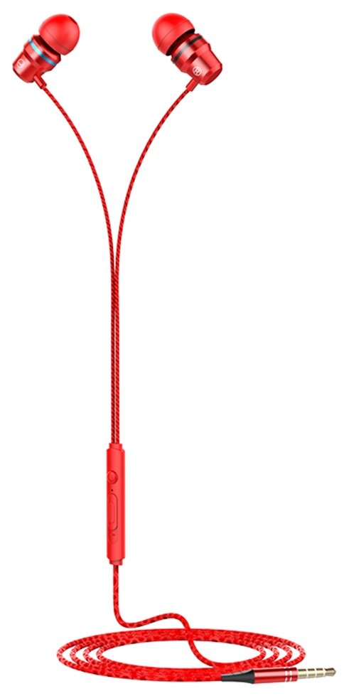 Наушники вакуумные AUX разъём с МК и рег.громкости длина 1.2м More Choice P71 (Red)
