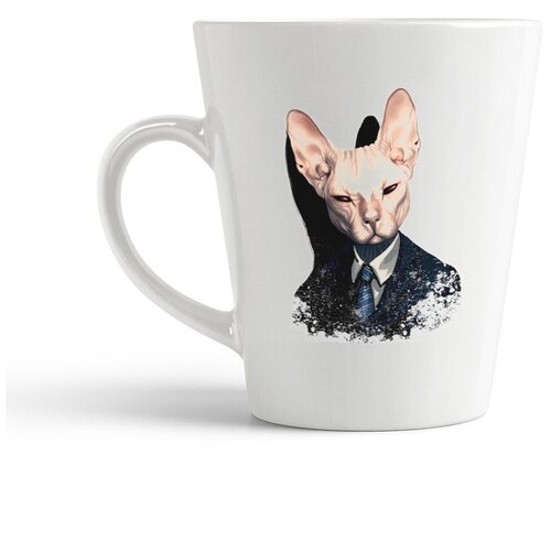 фото Кружка-латте coolpodarok лысый кот в костюме с галстуком