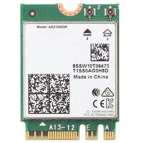 Плата сетевого контроллера Ax210. ngwg. nv Intel Wi-Fi 6E AX210 (Gig+), 2230, 2x2 AX R2 (6GHz)+BT, No